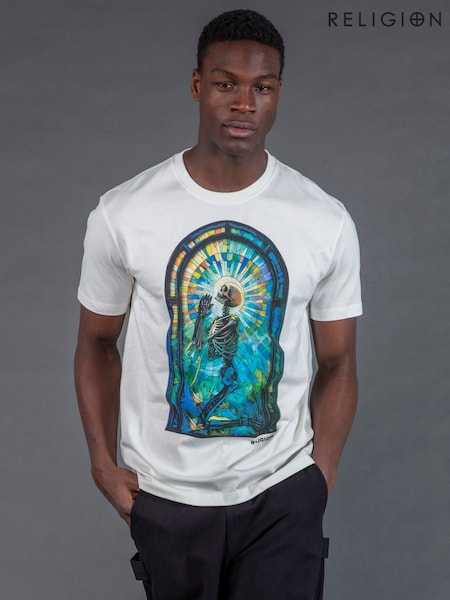 Religion White Praying Psychedelic T-Shirt (Y18953) | €57