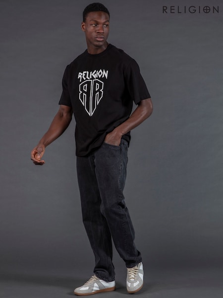 Religion Black Shield T-Shirt (Y18955) | 198 QAR