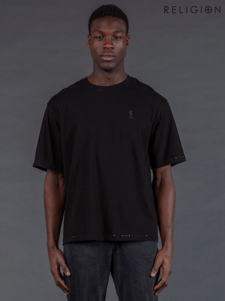 Religion Black Studded T-Shirt (Y18965) | €64