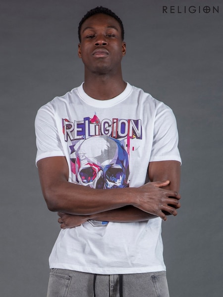 Religion White Geometric Skull T-Shirt (Y18967) | €57
