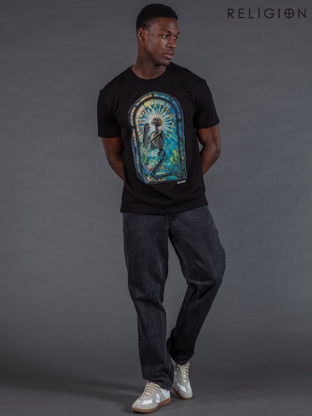 Religion Black Praying Psychedelic T-Shirt (Y18968) | €57