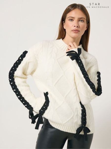 Star by Julien MacDonald White Cable Jumper With Contrast Trim (Y18988) | €71