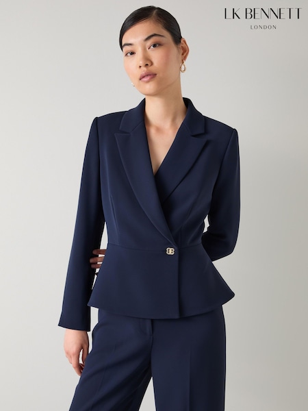 LK Bennett Blue Audrey Spring Peplum Waisted Jacket (Y19068) | €381