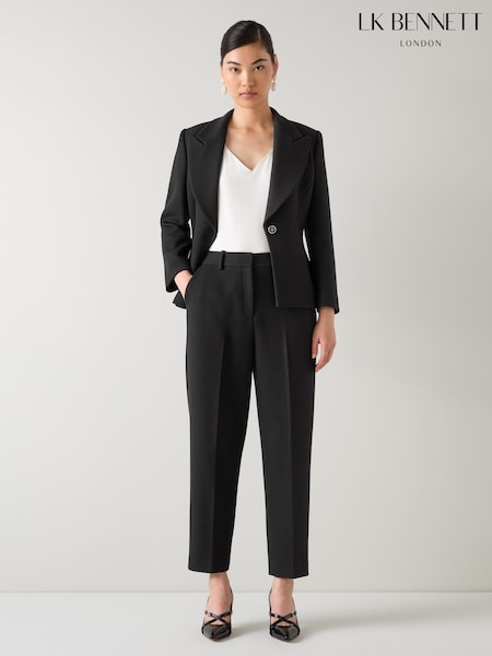 LK Bennett Black Pique Rosa Slim Trousers (Y19426) | €253