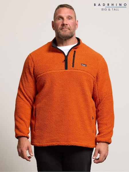 BadRhino Big & Tall Orange Sherpa Quarter Zip Fleece (Y19454) | €63