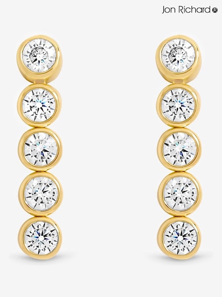 Jon Richard Gold 14K Plated and Crystal Cubic Zirconia Tennis Earrings Gift Box (Y19461) | €33