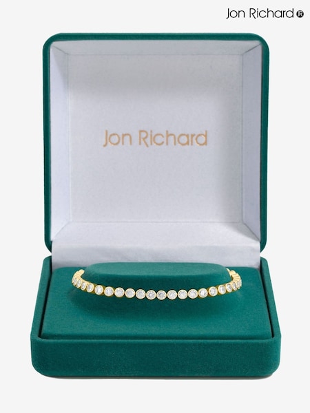 Jon Richard Gold 14K Plated and Crystal Cubic Zirconia Tennis Bracelet - Gift Box (Y19463) | €51
