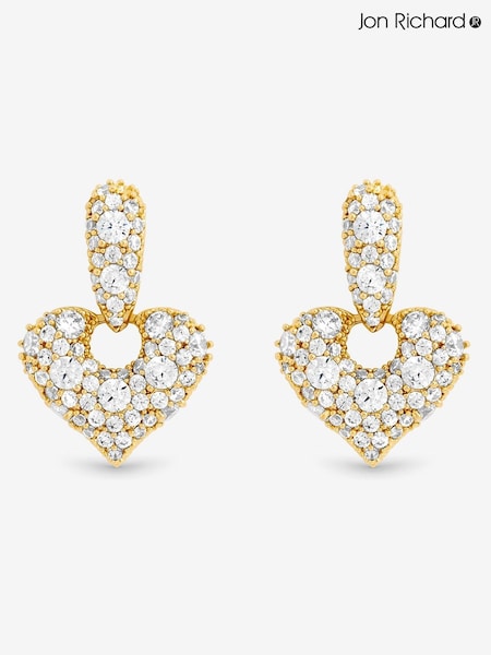 Jon Richard Gold Plated and Pave Heart Door Knocker Earrings (Y19471) | €25