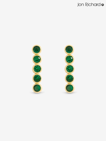 Jon Richard Gold 14K Plated and Emerald Cubic Zirconia Tennis Earrings Gift Box (Y19476) | €32