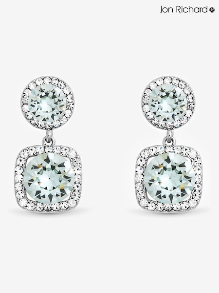Jon Richard Silver Plated Aqua Stone Drop Earrings (Y19482) | €32