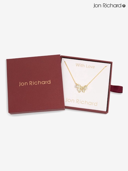 Jon Richard Gold 18K Plate Bow Pendant -  Gift Box (Y19485) | €25