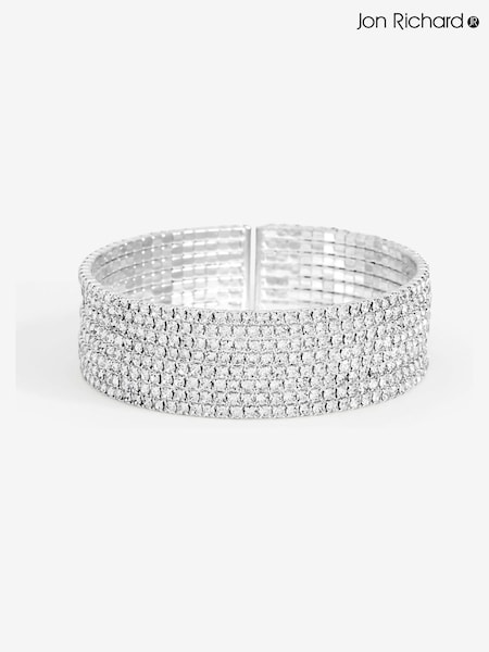 Jon Richard Silver Plated Crystal Stone Multirow Cuff Bracelet (Y19487) | €25