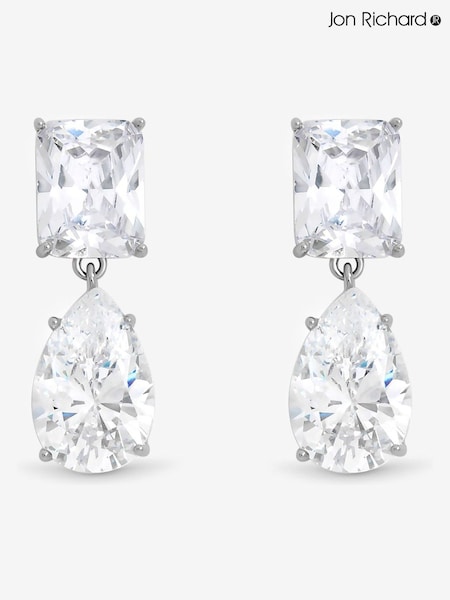 Jon Richard Silver Rhodium Plated Mixed Stone Drop Earrings (Y19491) | €25