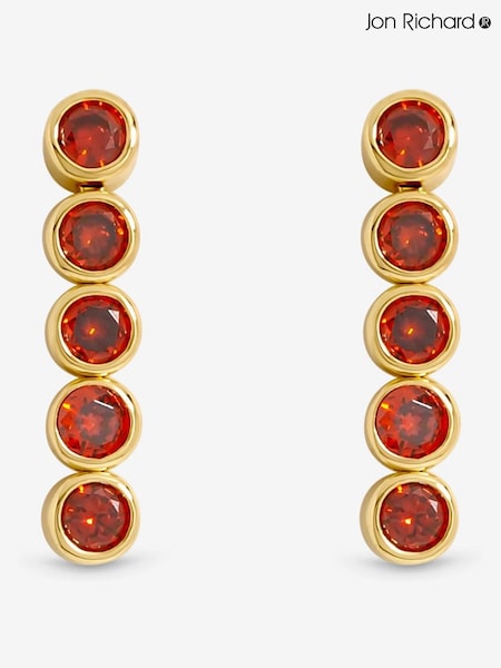 Jon Richard Gold 14K Plated and Red Cubic Zirconia Tennis Earrings Gift Box (Y19497) | €32