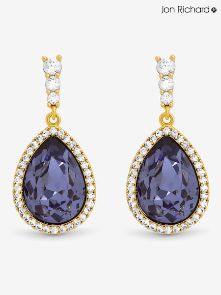 Jon Richard Gold Plated and Tanzanite Pear Drop Earrings (Y19498) | €33
