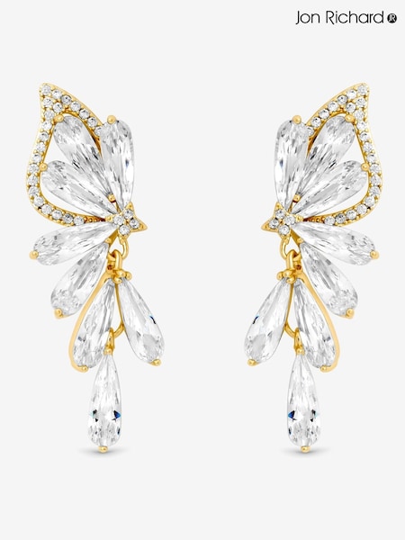 Jon Richard Gold Plated Crystal Floral Droplet Earrings (Y19506) | €37