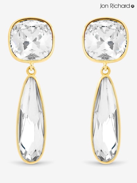 Jon Richard Gold Plated Cubic Zirconia and Polished Drop Earrings (Y19509) | €32