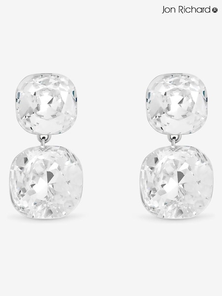 Jon Richard Silver Rhodium Plated Crystal Statement Stone Drop Earrings (Y19515) | €25