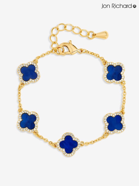 Jon Richard Gold Plated Lapis Clover Bracelet (Y19519) | €37
