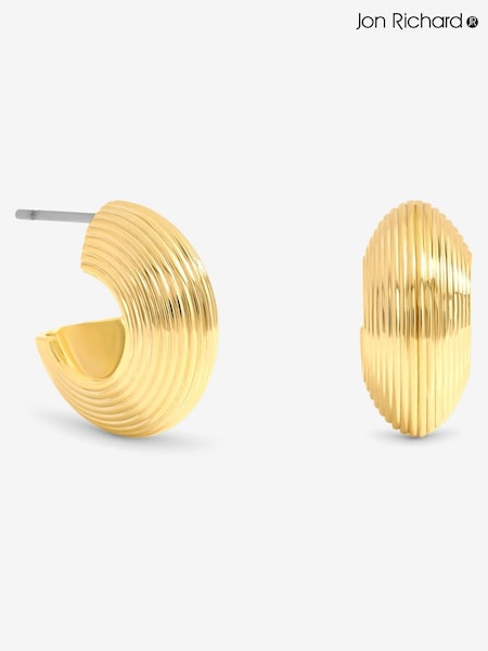 Jon Richard Gold Ribbed Hoop Earrings (Y19539) | €25