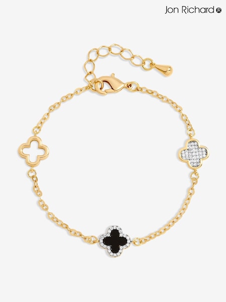 Jon Richard Gold Plated Pave and Jet Clover Bracelet (Y19543) | €32