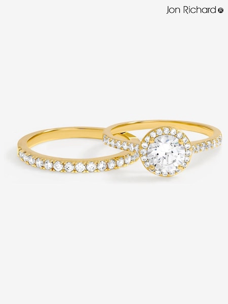 Jon Richard Gold Plated Halo Engagement Ring Set (Y19548) | €33