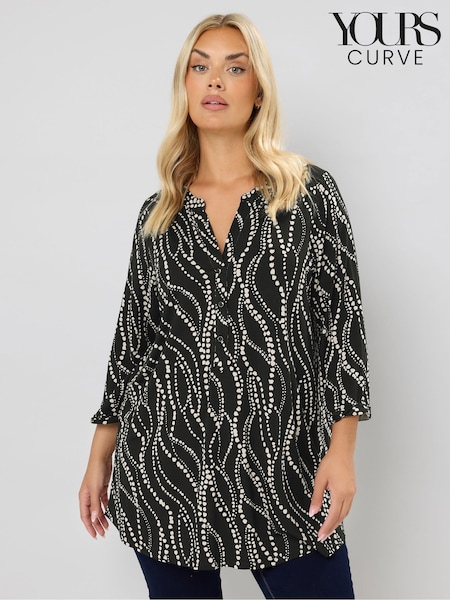Yours Curve Black Half Placket Shirt (Y19566) | €36