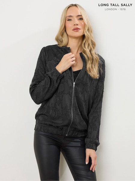 Long Tall Sally Black Jacquard Bomber Jacket (Y19583) | €63
