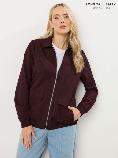 Long Tall Sally Purple Collared Bomber Jacket (Y19598) | €69