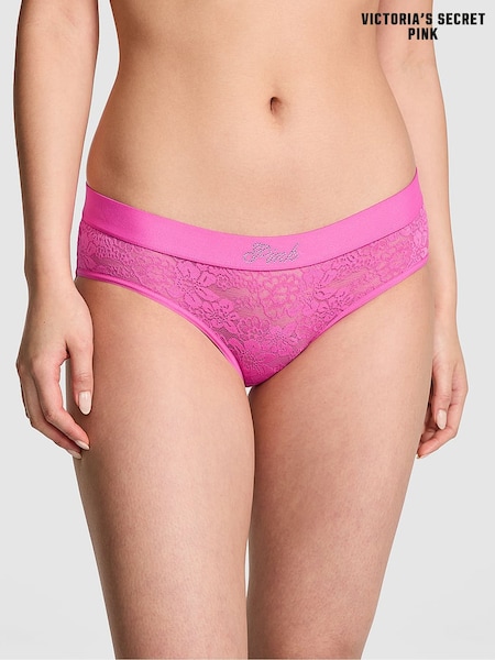 Victoria's Secret Pink Pink Gossip Hipster Lace Logo Knickers (Y19623) | €13