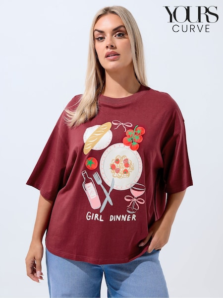 Yours Curve Limited Girl Dinner T-Shirt (Y19654) | R$ 195