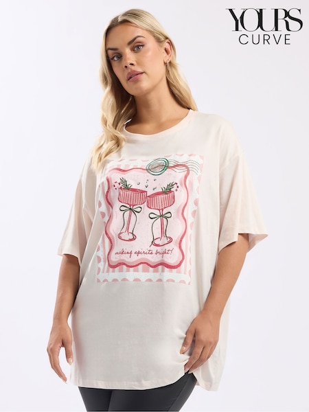 Yours Curve Pink Short Sleeve Novelty Relaxed T-Shirt (Y19720) | €25