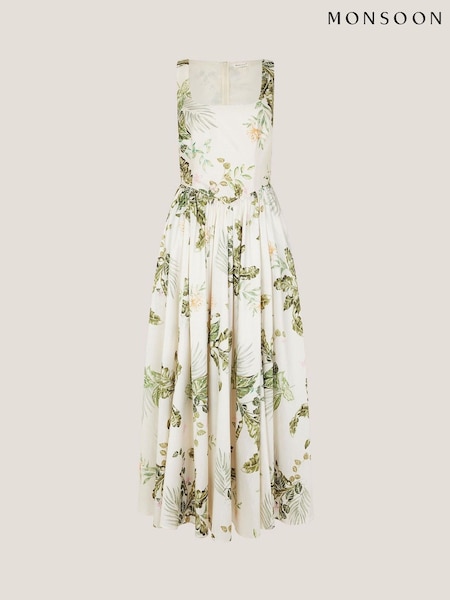 Monsoon Cream Sicily Fit and Flare Midi Dress (Y19752) | €186