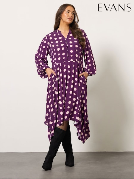 Evans Purple Pink Hanky Hem Dress (Y19760) | €79