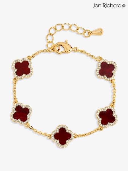 Jon Richard Gold Tone Carnelian Clover Bracelet (Y19823) | €35