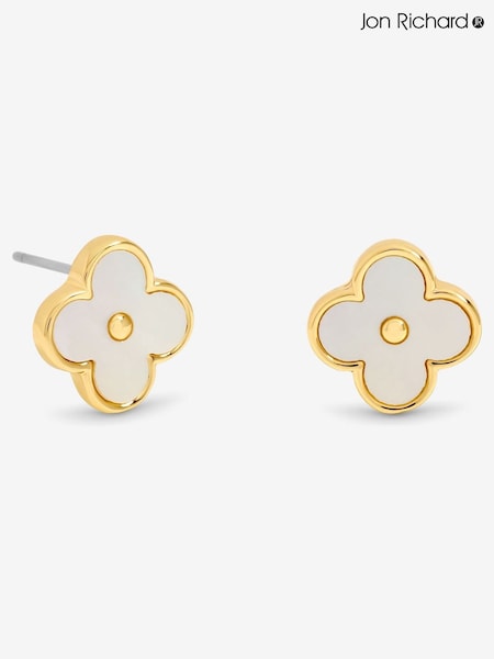 Jon Richard Gold 18K Plated and Mother of Pearl Clover Earrings - Hanging Heart (Y19870) | €18.50