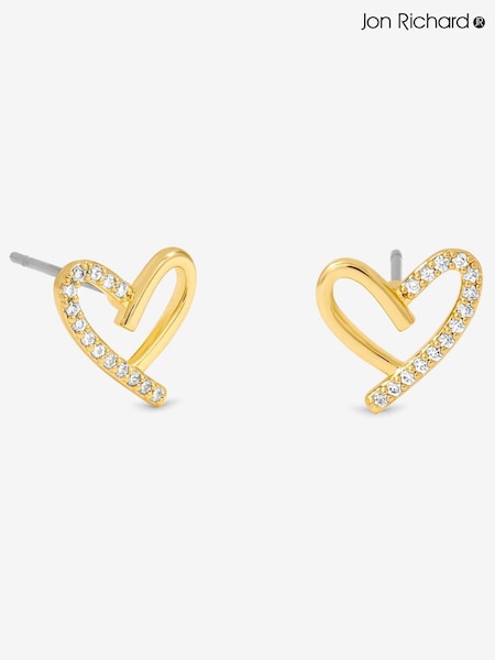 Jon Richard Gold 14K Gold Plated Crystal and Polished Heart Studs (Y19881) | €18.50