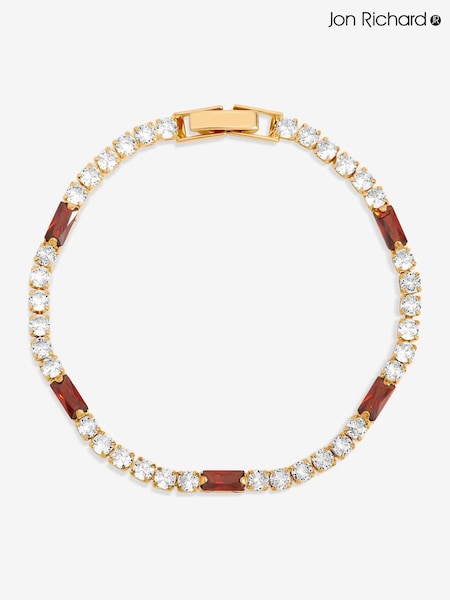 Jon Richard Gold Plated Round Stone and Ruby Tennis Bracelet (Y19882) | €18.50