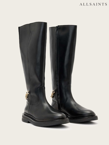 AllSaints Black Escher Chain Rider Boots (Y20198) | €436