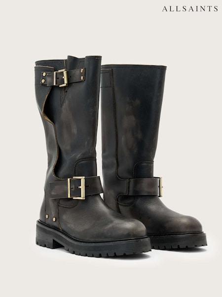 AllSaints Brown Tay Biker Boots (Y20210) | R$ 2.950