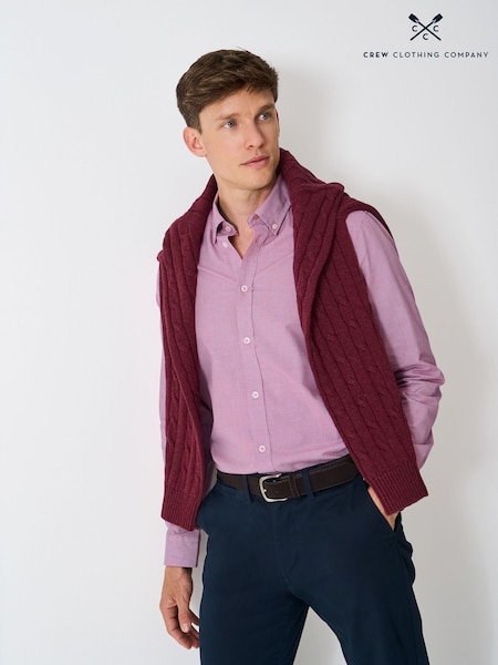 Crew Clothing Pink Puppytooth Oxford Shirt (Y20348) | €83
