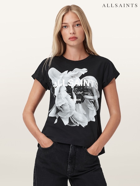 AllSaints Black Lena Anna T-Shirt (Y20390) | R$ 545