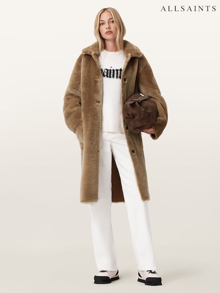 AllSaints Brown Serra Shearling Coat (Y20412) | €1,656
