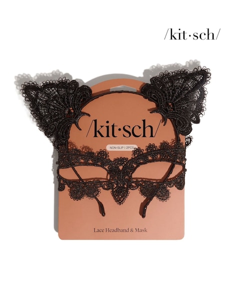 Kitsch Lace Headband and Mask Set Black Cat (Y20448) | €13.50