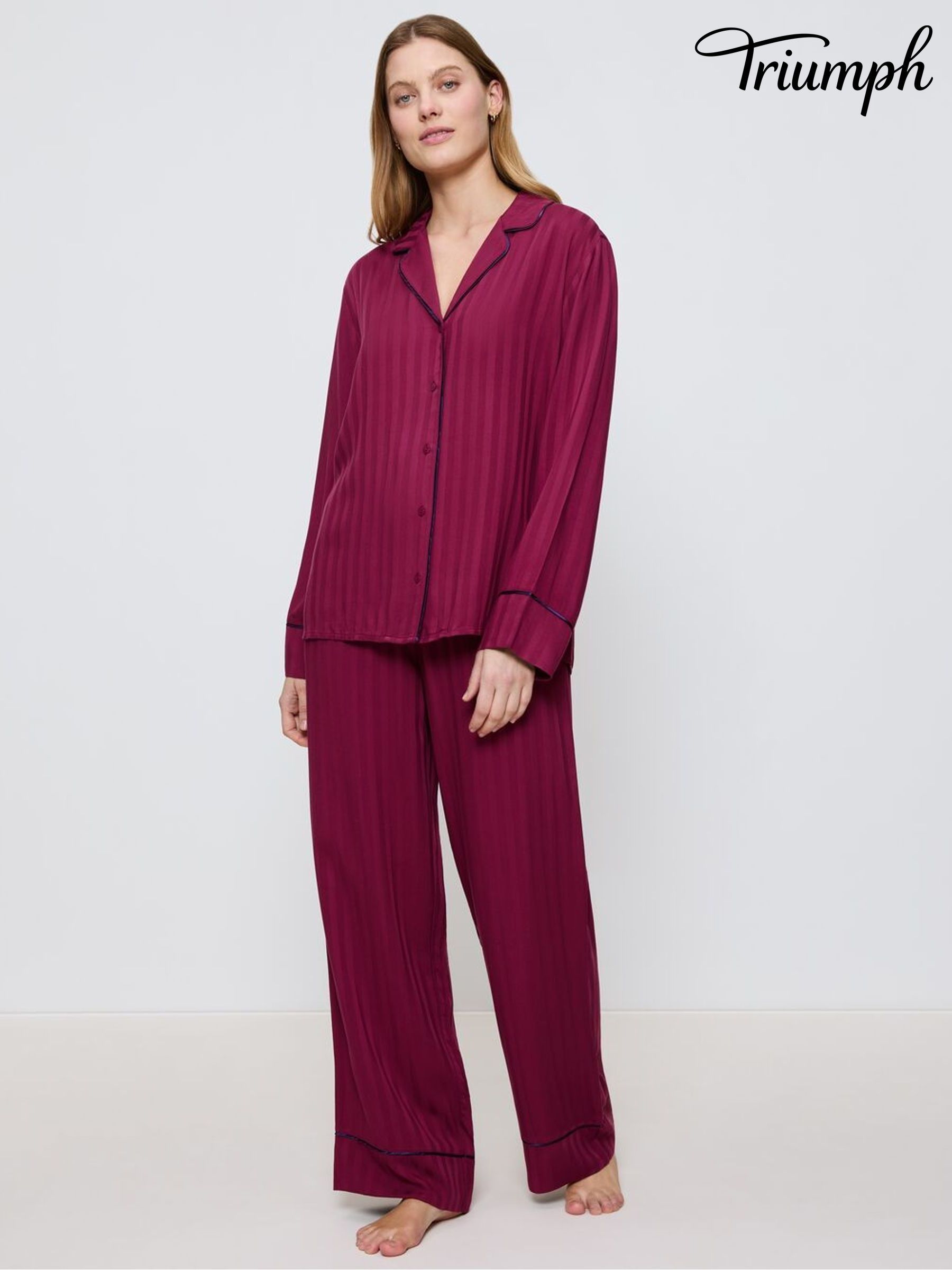 Red Curve Stripe Button Through Nightwear | Next Oman