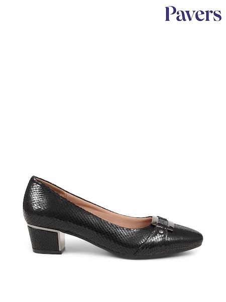 Pavers Black Heeled Court Shoes (Y20638) | €46
