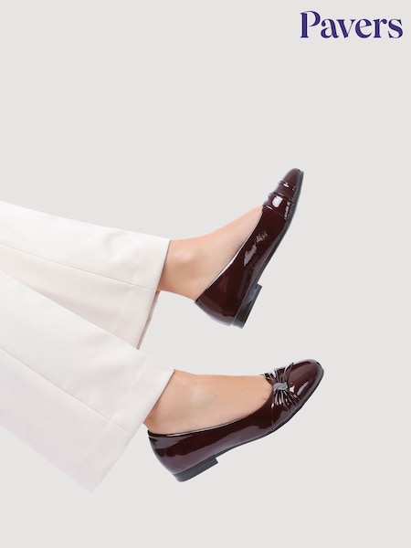 Vermelho - Pavers Bow Detailed Heeled Ballet Pumps (Y20640) | R$ 295