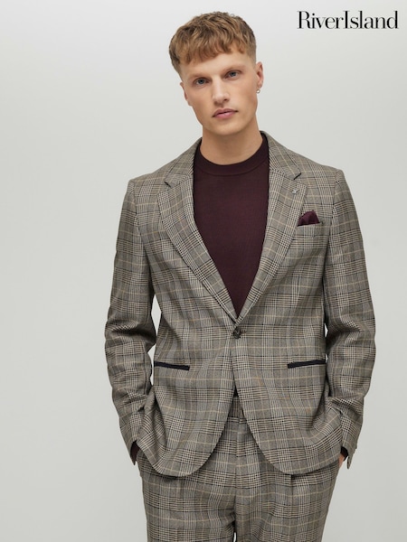 River Island Slim Fit Heritage Check Suit Jacket (Y20726) | ‏641 د.إ.‏