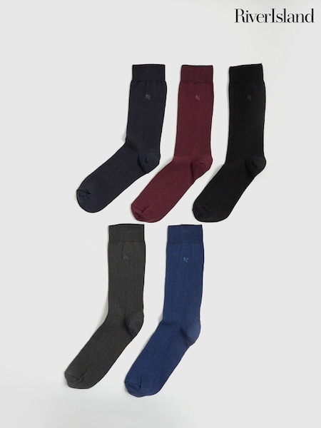 River Island Monogram 5 Pack Socks (Y20733) | R$ 160