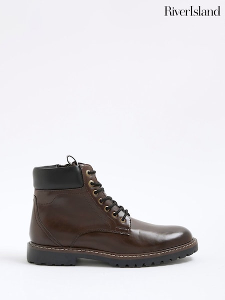 River Island Brown Padded Collar Boots (Y20749) | €74